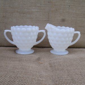Vintage Anchor Hocking Milk Glass Cream & Sugar Set